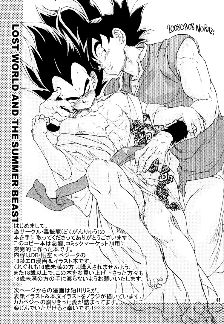 (C74) [Dokugunryu (Norazi, Komakawa Rimi)] Lost World and the Summer Beast (Dragon Ball Z) - Page 2