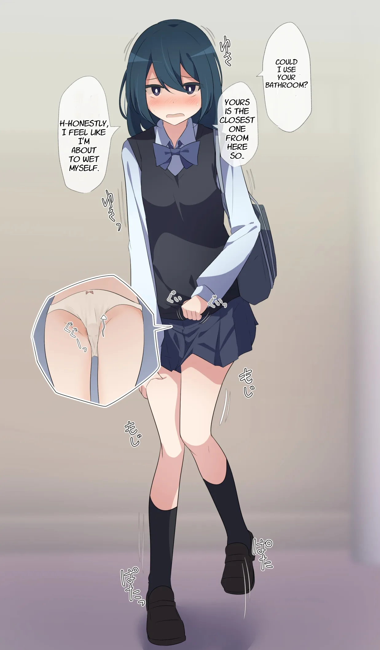 [Watakarashi] Gaman Genkai Onnanoko ga Oshikko Seiheki Kareshi ni Ijiwaru Sarete Omorashi Shichau Mini Ohanashi | Desperate Girl wets herself due to being teased by her pee-loving boyfriend [English] - Page 7