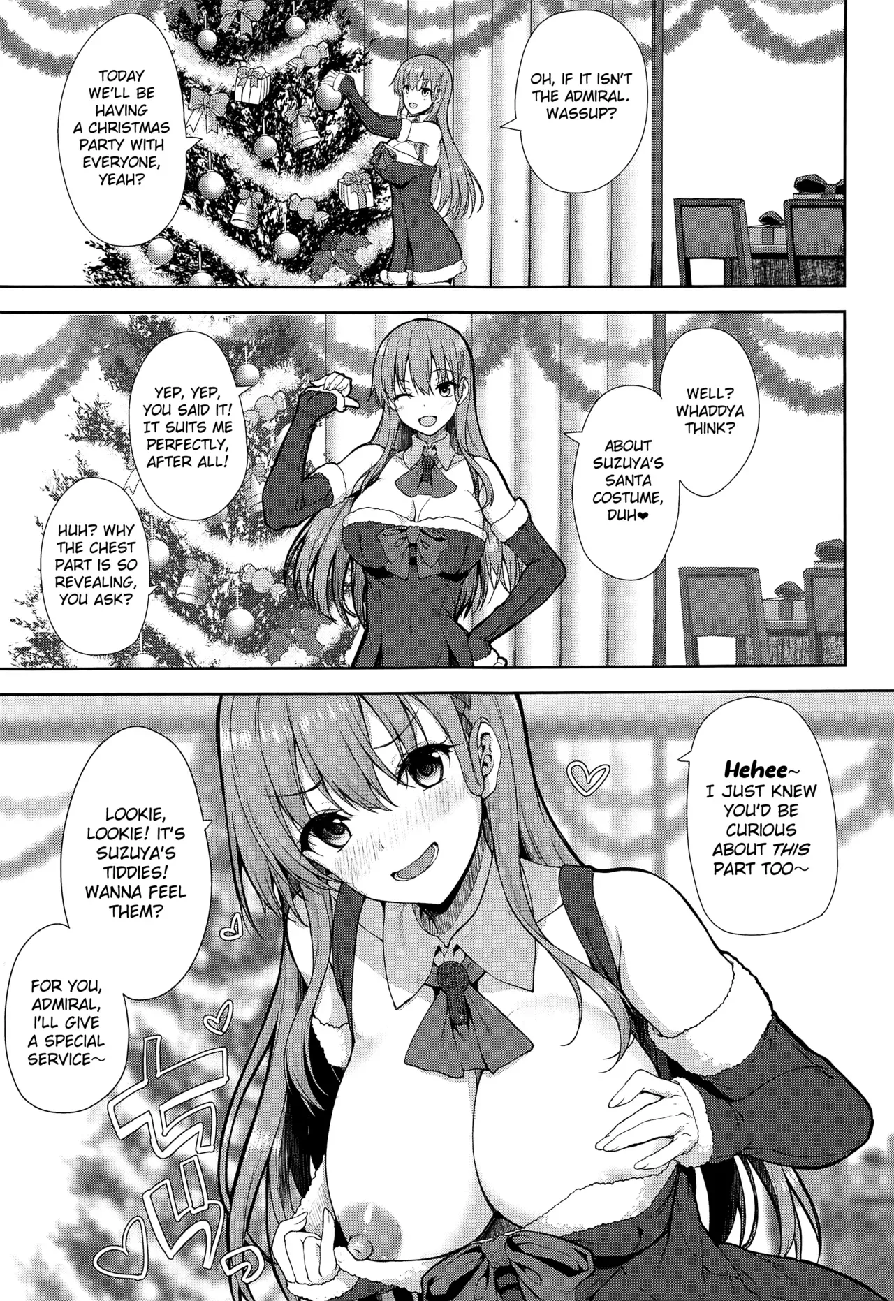 (AC2) [Mugen@WORKS (Akiduki Akina)] Christmas ni Kakurete Oppai Misete kureru Suzuya wa Suki desu ka? | Do You LOVE It When SUZUYA Shows You Her TIDDIES Behind The CHRISTMAS Festivities? (Kantai Collection -KanColle-) [English] - Page 5