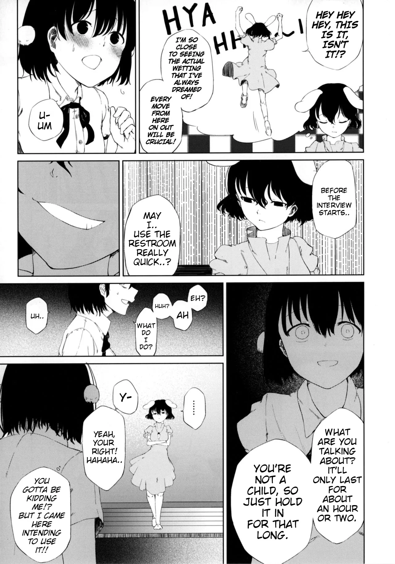 (Reitaisai 14) [Tukimi Atelier (KURUTSUKI)] Aya to Tewi to Sanae to Udonge ga Omorashi Suru Hon!! (Touhou Project) [English] - Page 6