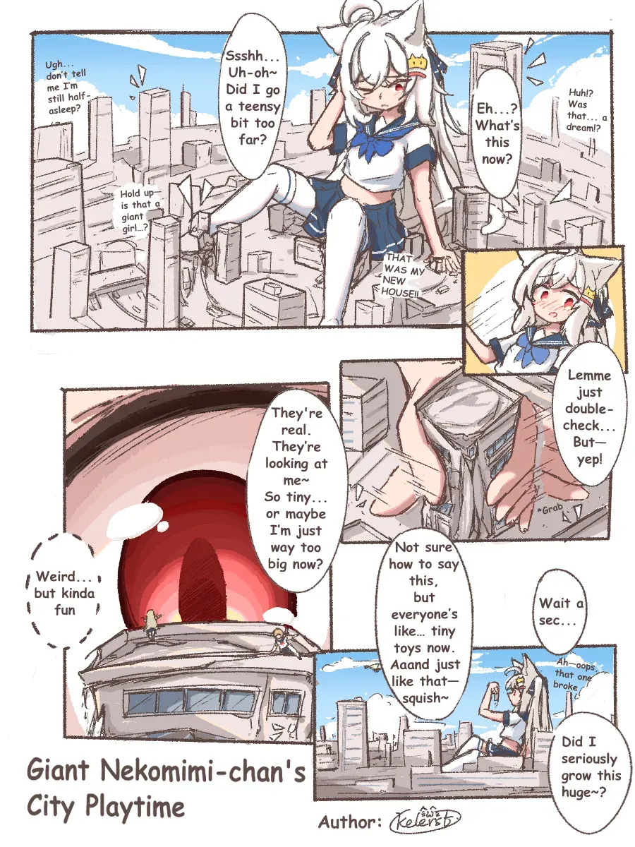 [Kelerst] Kyodai Nekomimi-chan no Machi Asobi | Giant Nekomimi-chan's City Playtime [English] - Page 2
