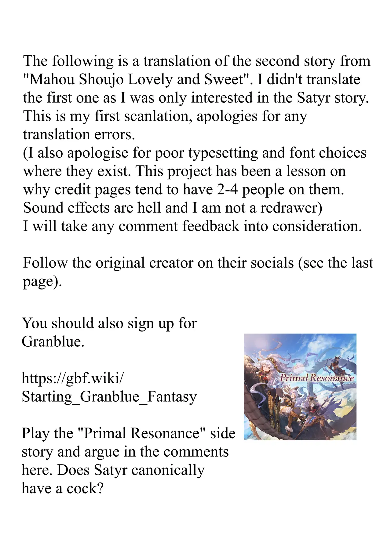 [Show-Taku-Ya! (Syoutaku)] Mahou Shoujo no Lovely and Sweet | Magical Girls Lovely and Sweet [Story 2: Satyr and Medusa] (Granblue Fantasy) [English] [Digital]  [Incomplete] - Page 2