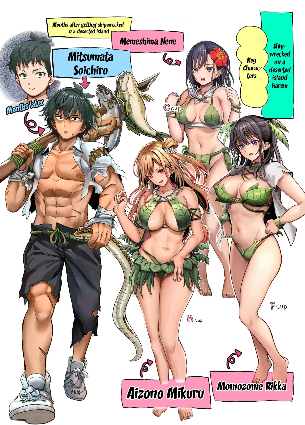 [Hokekiyo Carnival (Houhokekiyo)] Mujintou Sounan Harem | Deserted Island Castaway Harem  [English] {Doujins.com} - Page 2