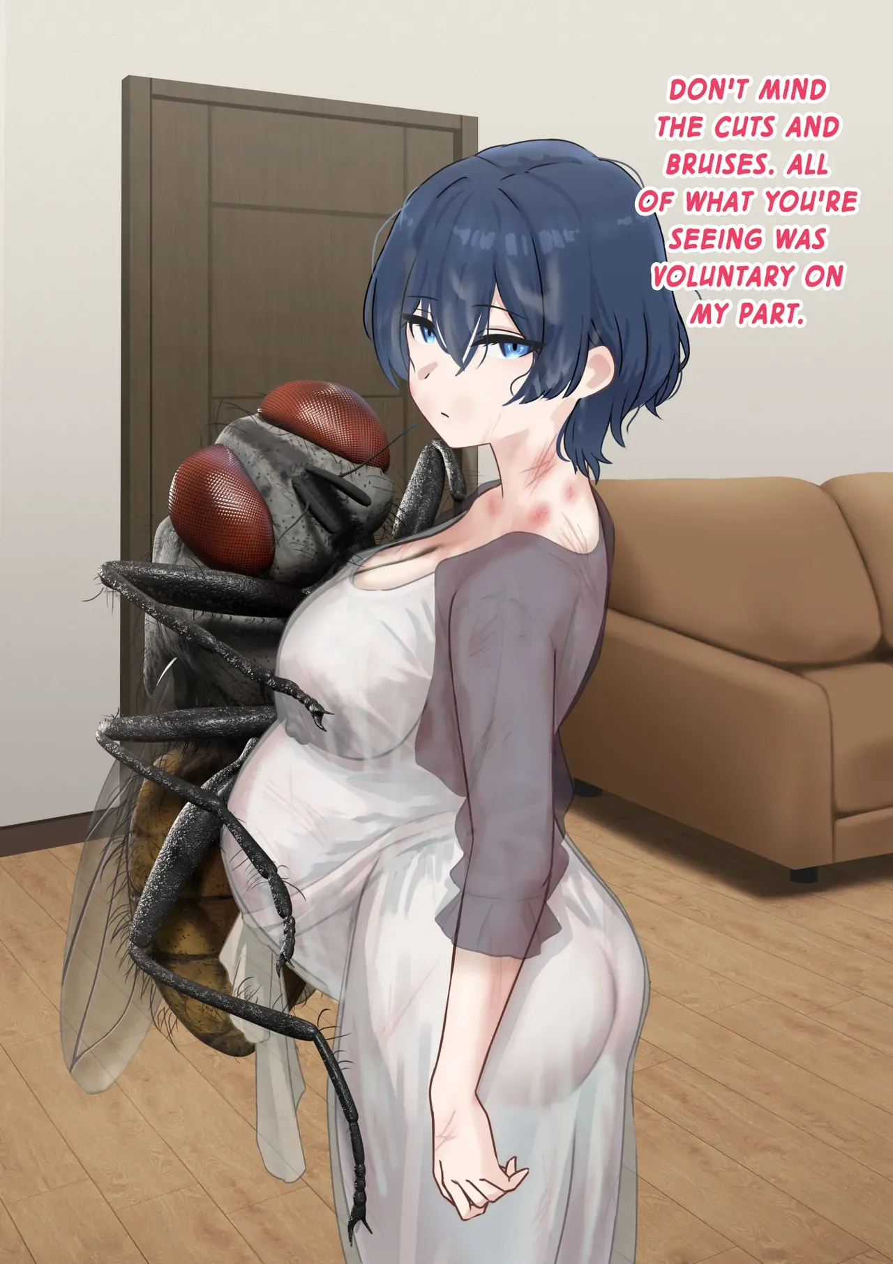[1 Dot Migi ni Zura Shite Kudasai] Married Woman Becomes a Seedbed for Giant Flies | Hitodzuma wa Kyoudai Bae-tachi no Naedoko to Naru [English] - Page 8