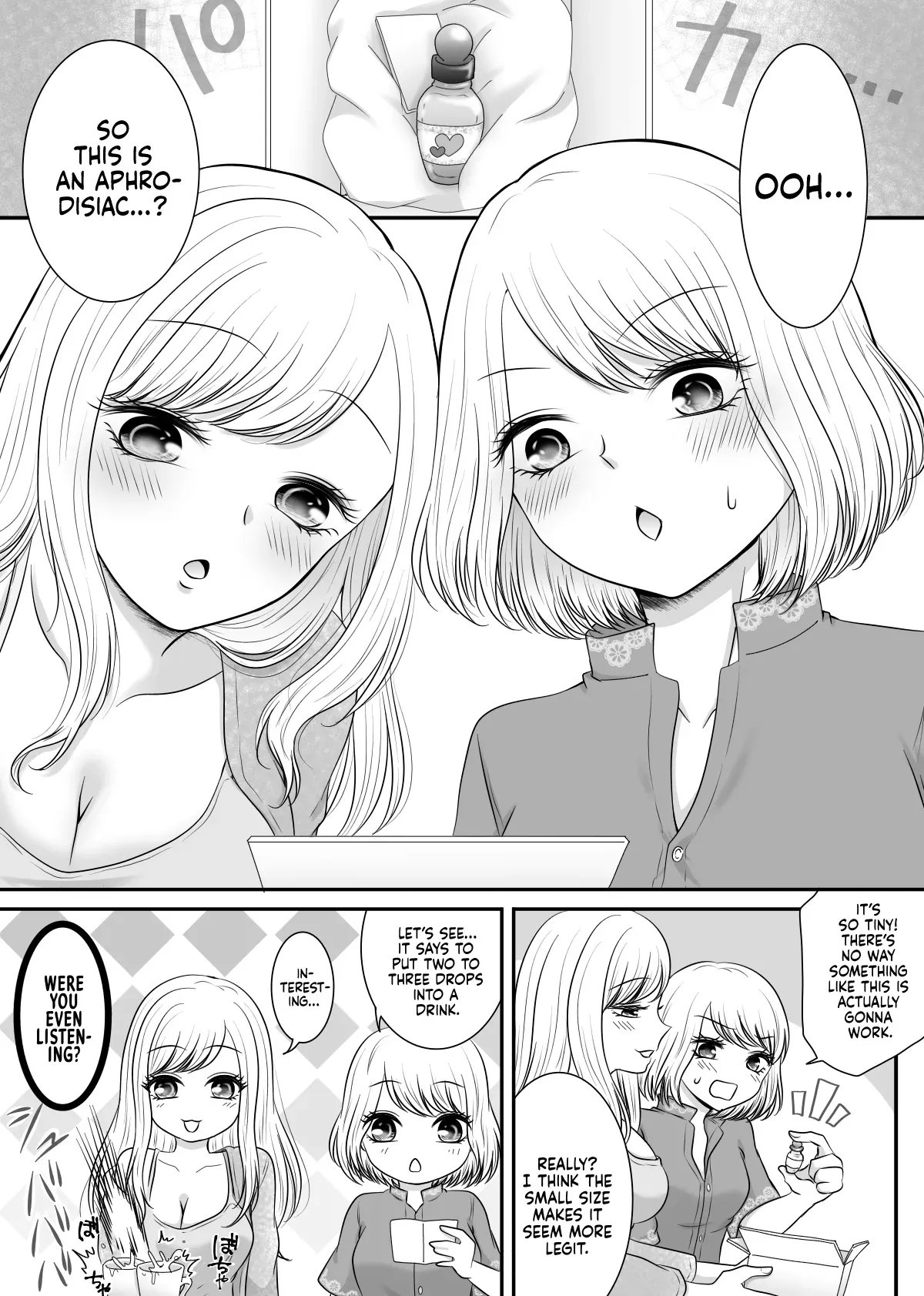 [Old Rose (Yukari Mion)] Tomodachi to Tameshi ni Biyaku o Nonde Mita Hanashi | The Time I Tried Drinking an Aphrodisiac With My Friend [English] [Castle TL] - Page 2