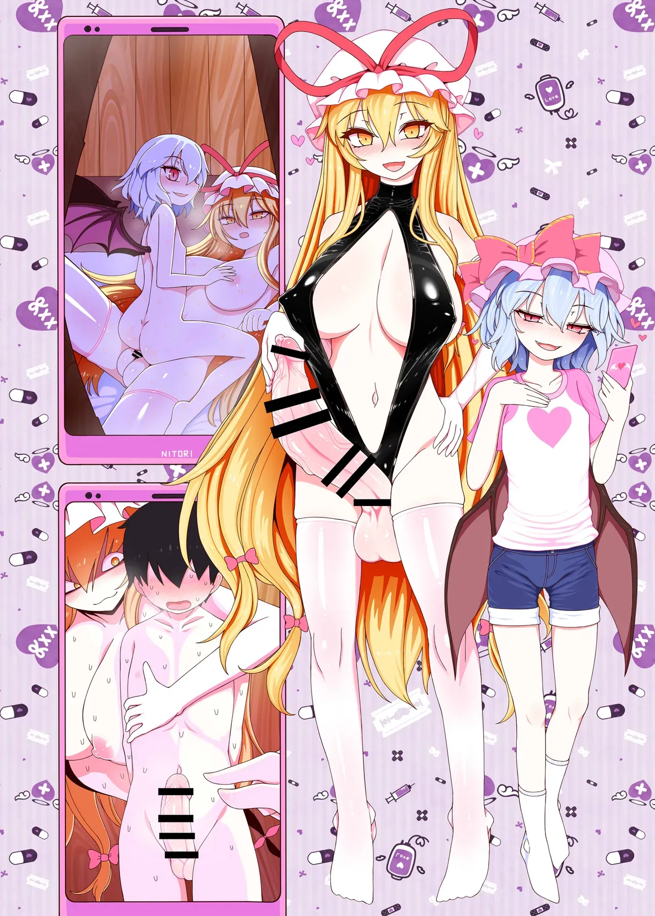 boy gets sanwiched between yukari and remilia - Page 4