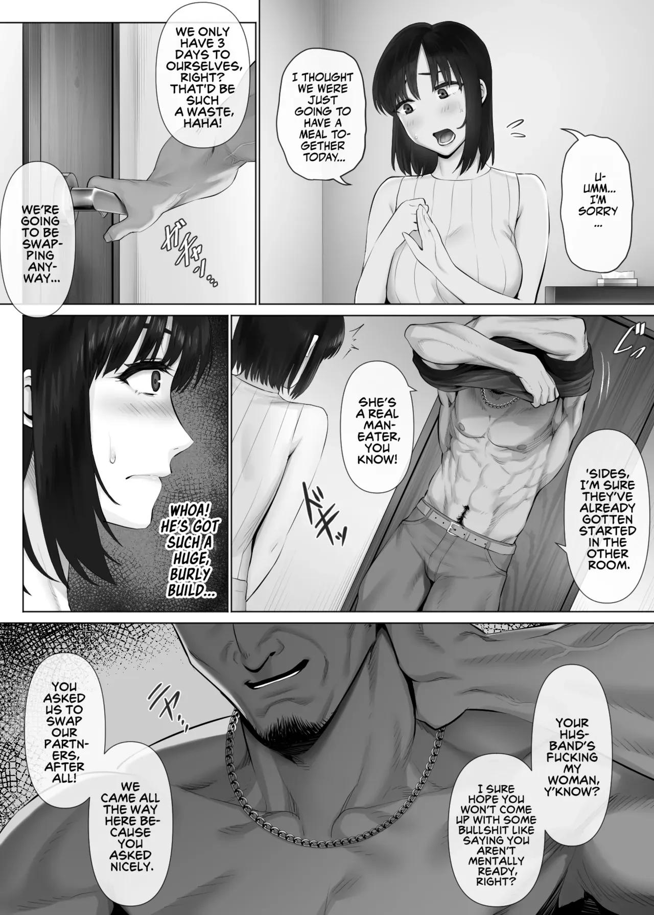 [Mitsumitsu Niku (Hikitogu)] LeveChi na Swapping 2 ~Hatsu Zecchou de Iki Kuruu Tsuma Hen~ | Unbalanced Swapping 2 [English] [Team Rabu2] [Digital] - Page 9