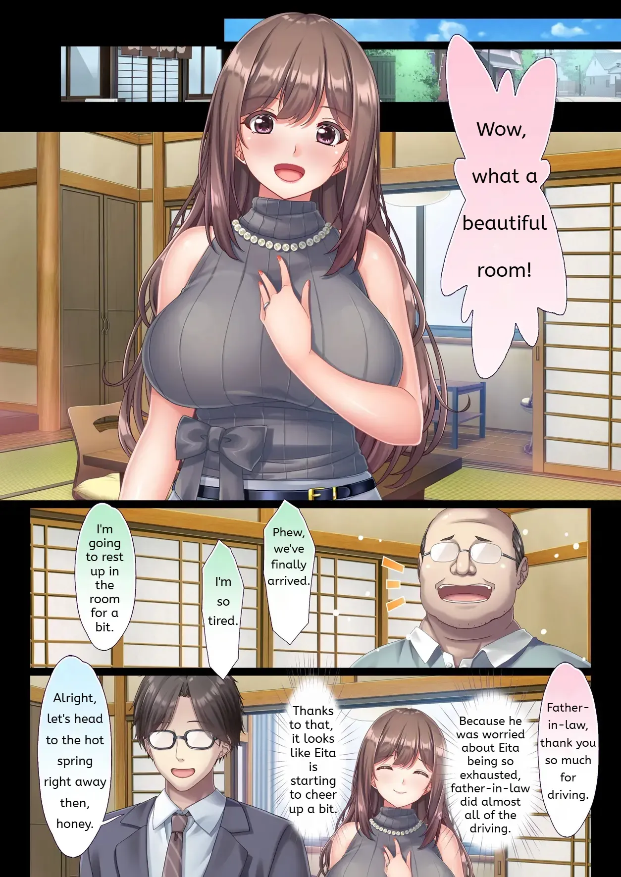 [Ohmiya Tsukasa] Konyoku Gifu Onsen Otto no Yoko de Gifu Chinpo o Kuwaekomu Tsuma no Manko Ikasaremakuri de Nakadashi Sarete Haramasareru (English) MTL - Page 7