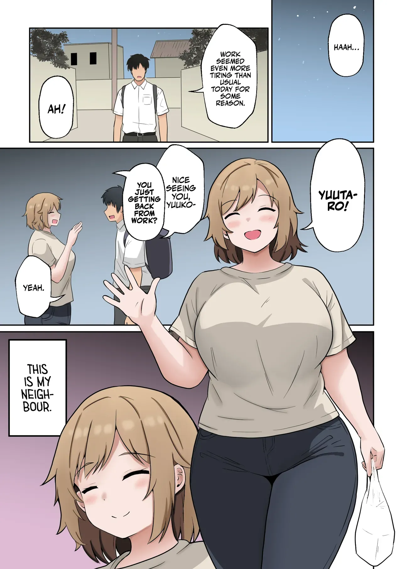 [Ampullaria] Apart no Otonari-san ga Yarasete Kureru Hanashi My Nextdoor Neighbor Let Me Fuck Her [English] [Colorized] - Page 2