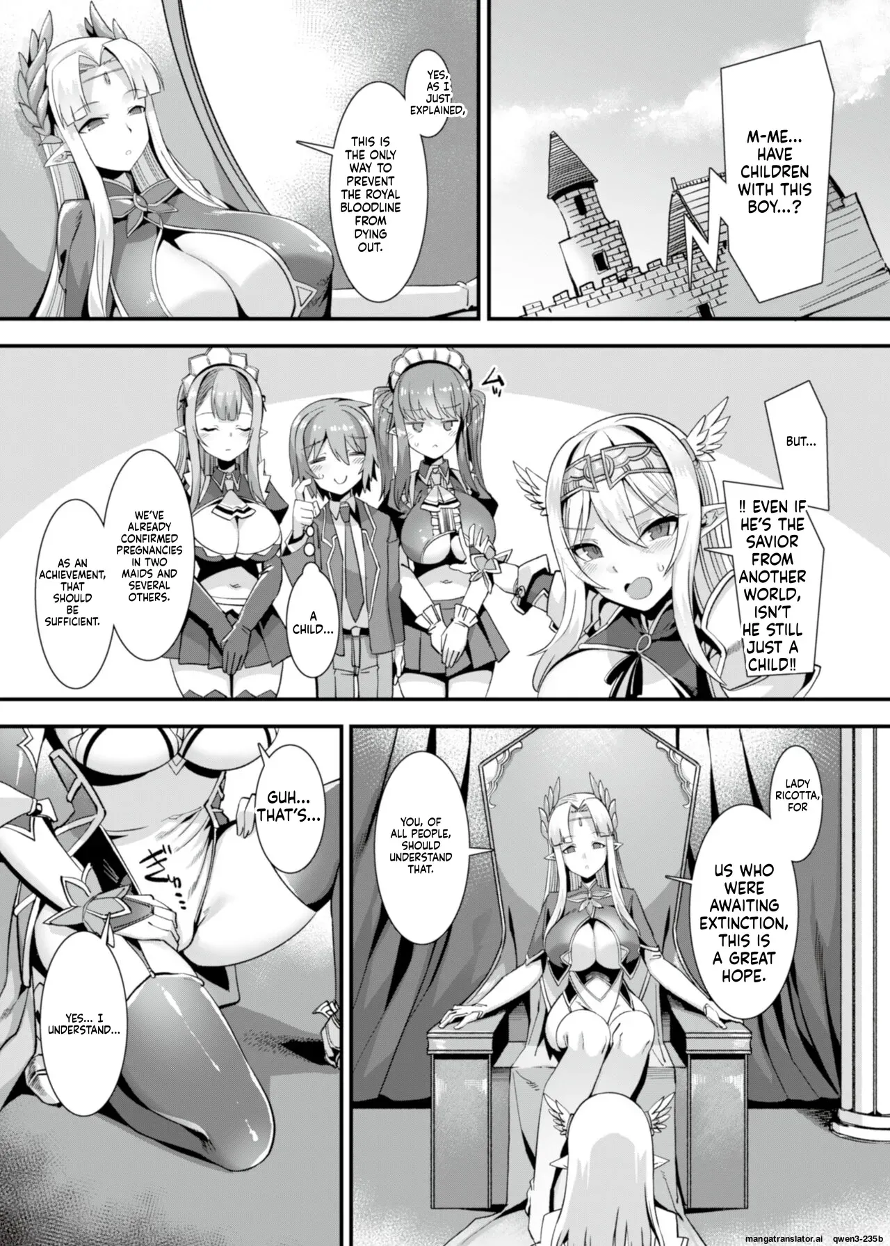 [RefRevo Comic (Harigane Shinshi)] Kukkoro Himekishi no Kairaku Ahe-ochi Amaama Choukyou ~ Otoko ga Umarenai Isekai e Shoukan Sareta Ore ga Heroine o Ategawarete Kozukuri Ecchi 2 ~ (SCANMTL) - Page 6