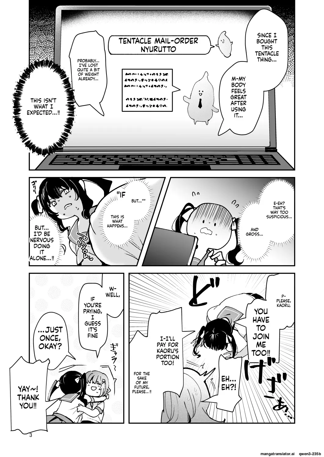[Dodameyasan (Ruri Rarako)] Karui Kimochi de, Shokushu o Tsuuhan de Kattara Tomodachi to Issho ni Potehara Shussan Onanie suru made Dohamari Shichatta Ken (SCANMTL) - Page 5