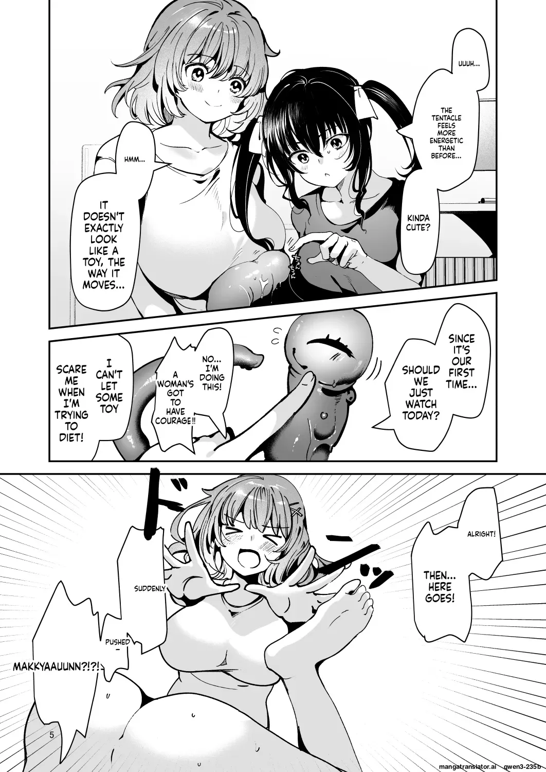 [Dodameyasan (Ruri Rarako)] Karui Kimochi de, Shokushu o Tsuuhan de Kattara Tomodachi to Issho ni Potehara Shussan Onanie suru made Dohamari Shichatta Ken (SCANMTL) - Page 7