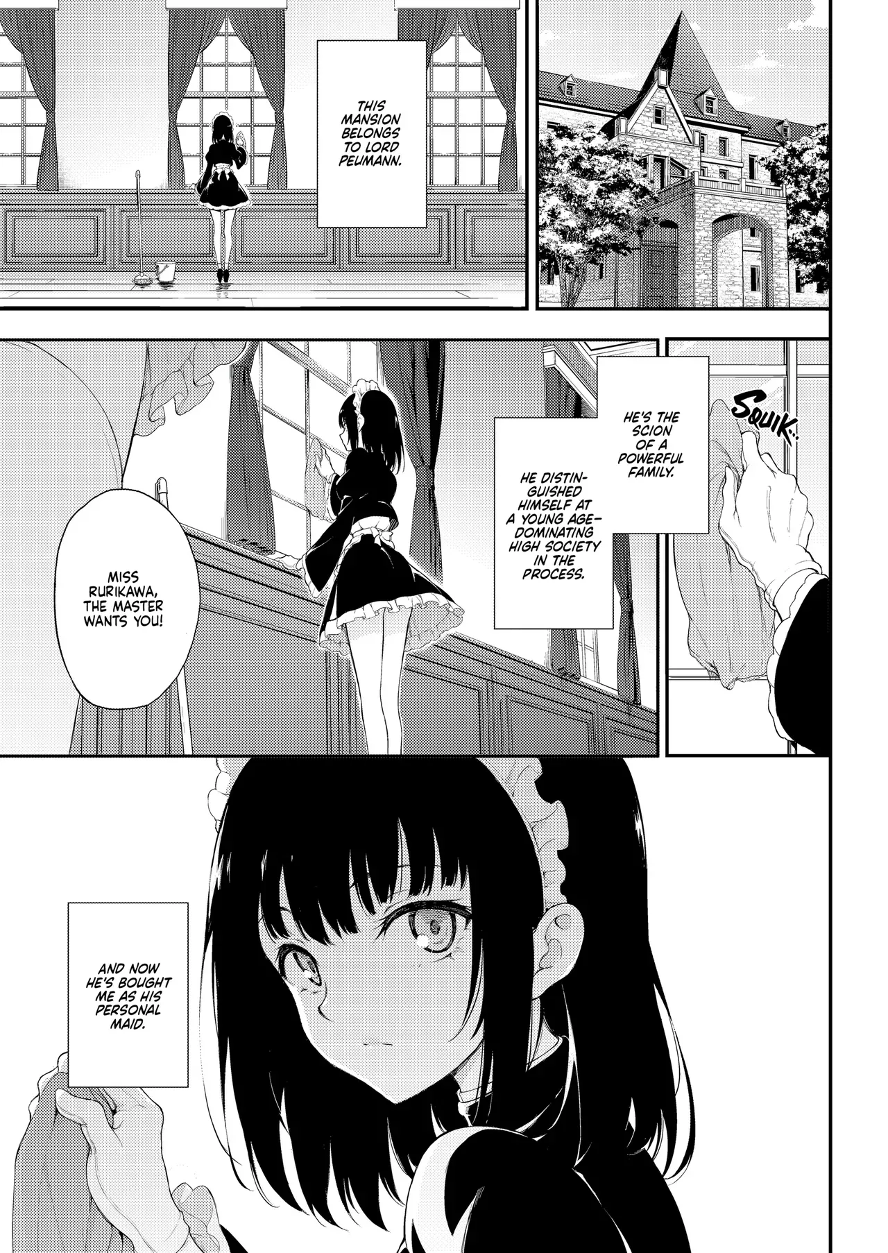 [Kyockchokyock (Kyockcho)] Maid Kyouiku. -Botsuraku Kizoku Rurikawa Tsubaki- | Maid Education: Fallen Aristocrat Rurikawa Tusbaki [English] [J18] [Decensored] [Digital] - Page 2