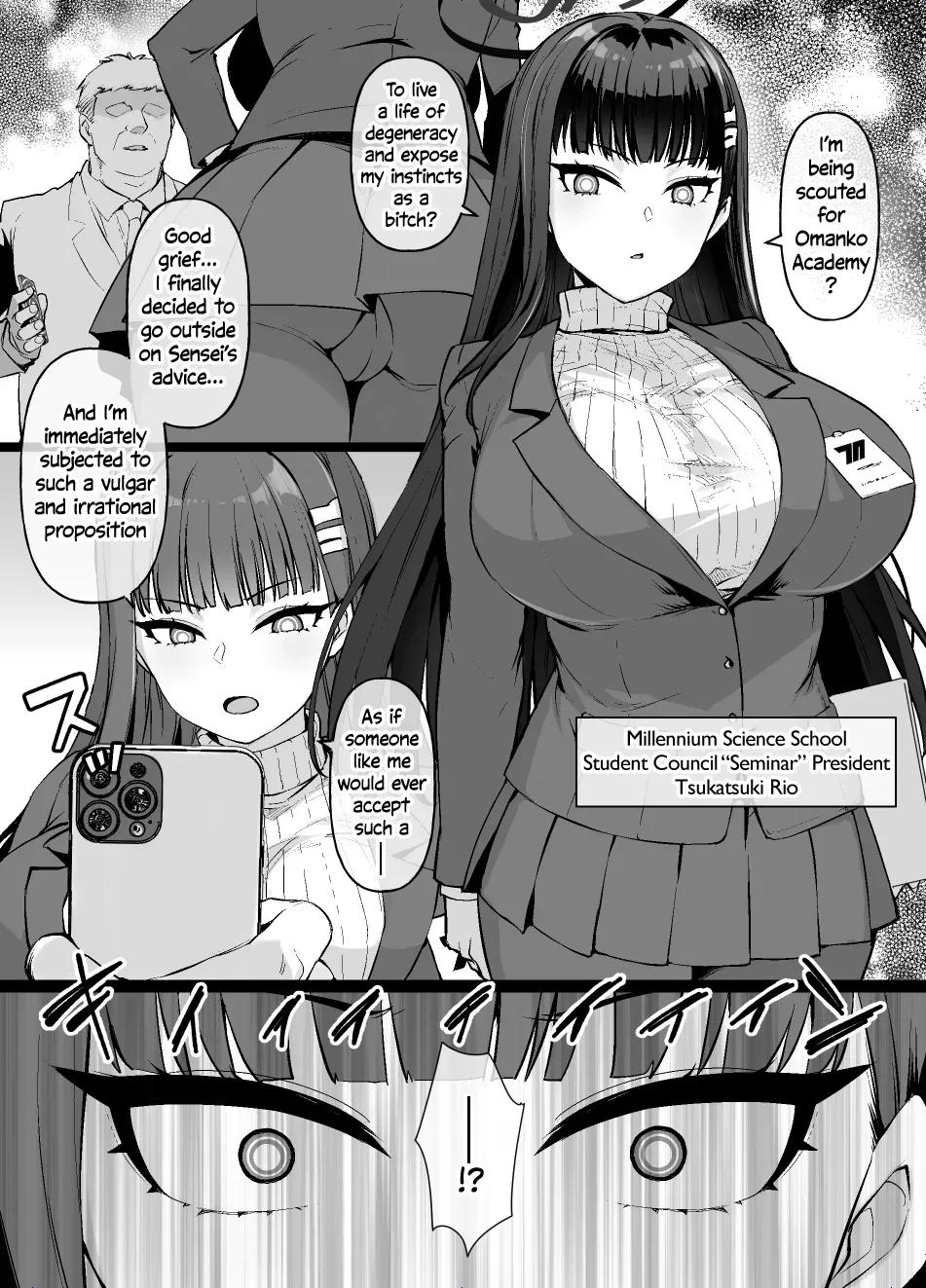 [Kusayarou] Blue Archive MC Tsukatsuki Rio ga Maso Mesu Bitch ni Otosare Omanko Gakuen ni Tenkou suru Manga 9P (Blue Archive) [English] - Page 1