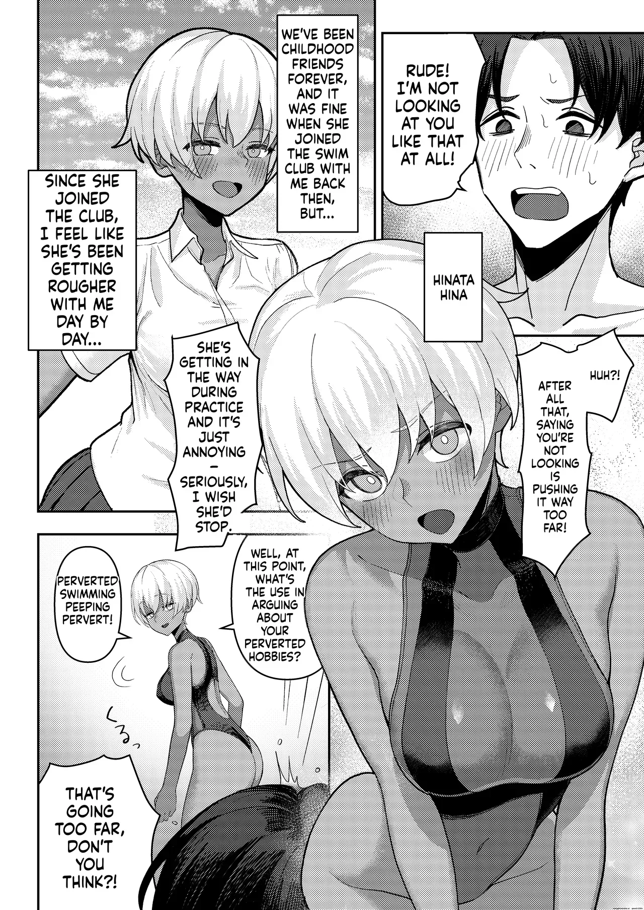 [Kamatsuka (Kamatsuka)] Danshi ga Ore dake!? no Suieibu de Akogare no Senpai to Osananajimi ni Komon ni Shasei Kanri Sareteiru Koto ga Barete Shimatta Hon - Page 7