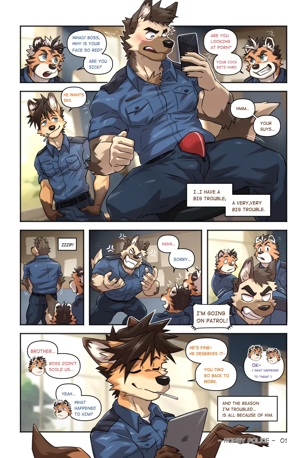 [Kumayaki (KUMAK)] Lucky Boys - Honey Police - [English] (Uncensored) - Page 4