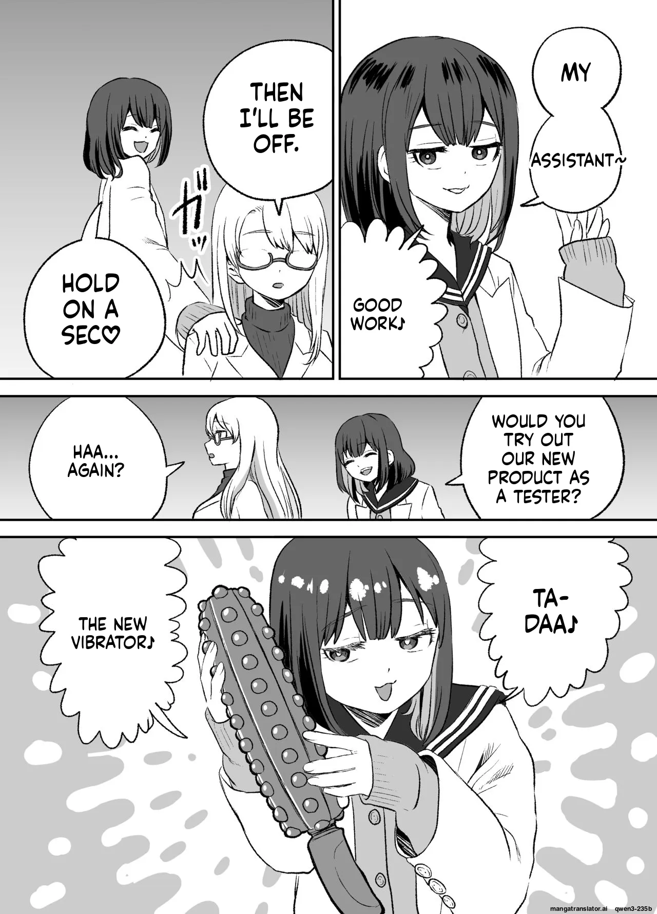 [Eichi Kenkyuujo (Blank)] Omocha Kaihatsubu Joshu-chan no Sanzan na Nichijou [English] [SCANMTL] - Page 3