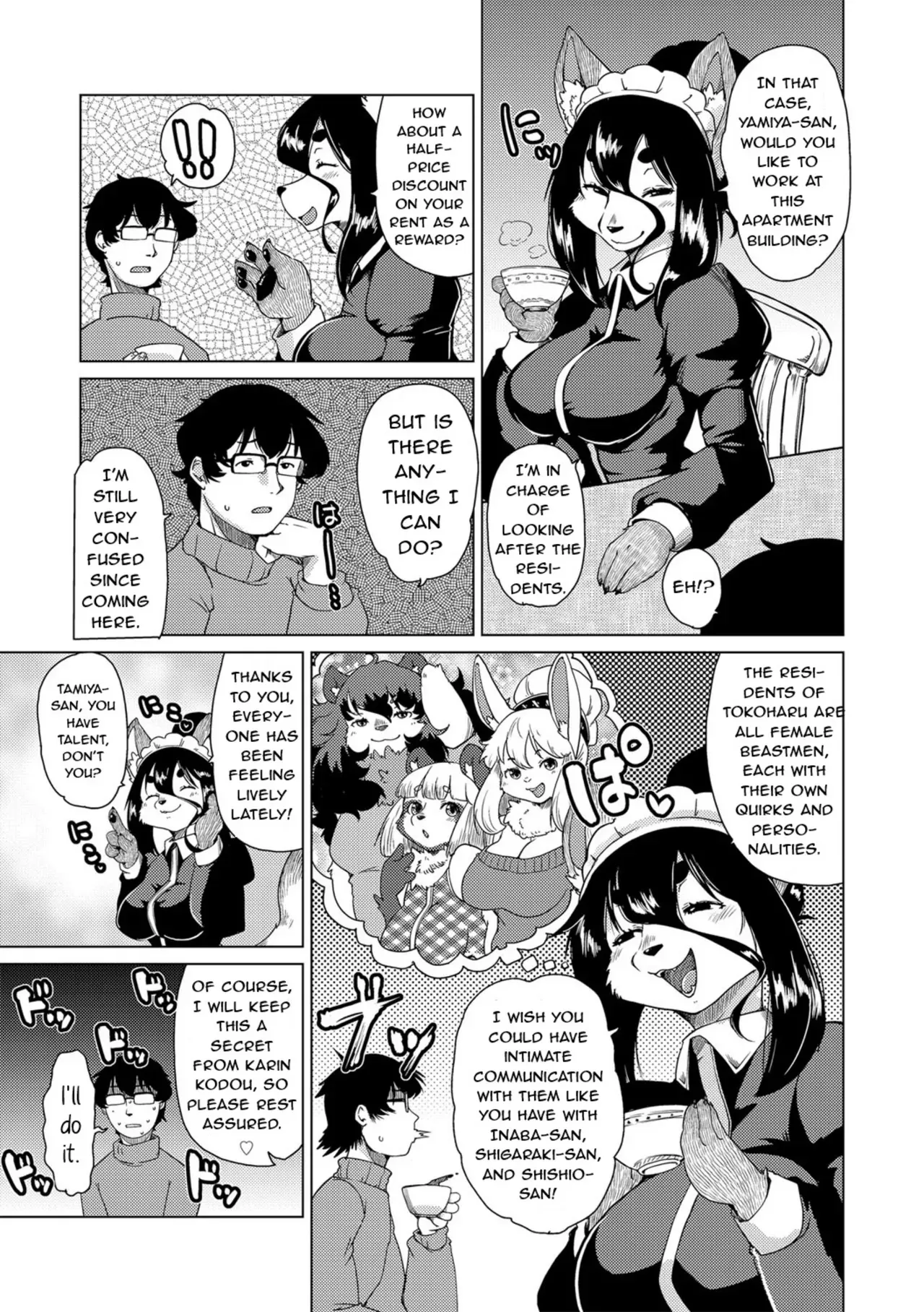[Setouchi Kurage] Juujin Apart Tokoharusou e Youkoso! | Welcome to the Tokoharu Beastfolk Apartment! (Ch. 4) [English] [Decensored] [Horny-_-TnT] - Page 4