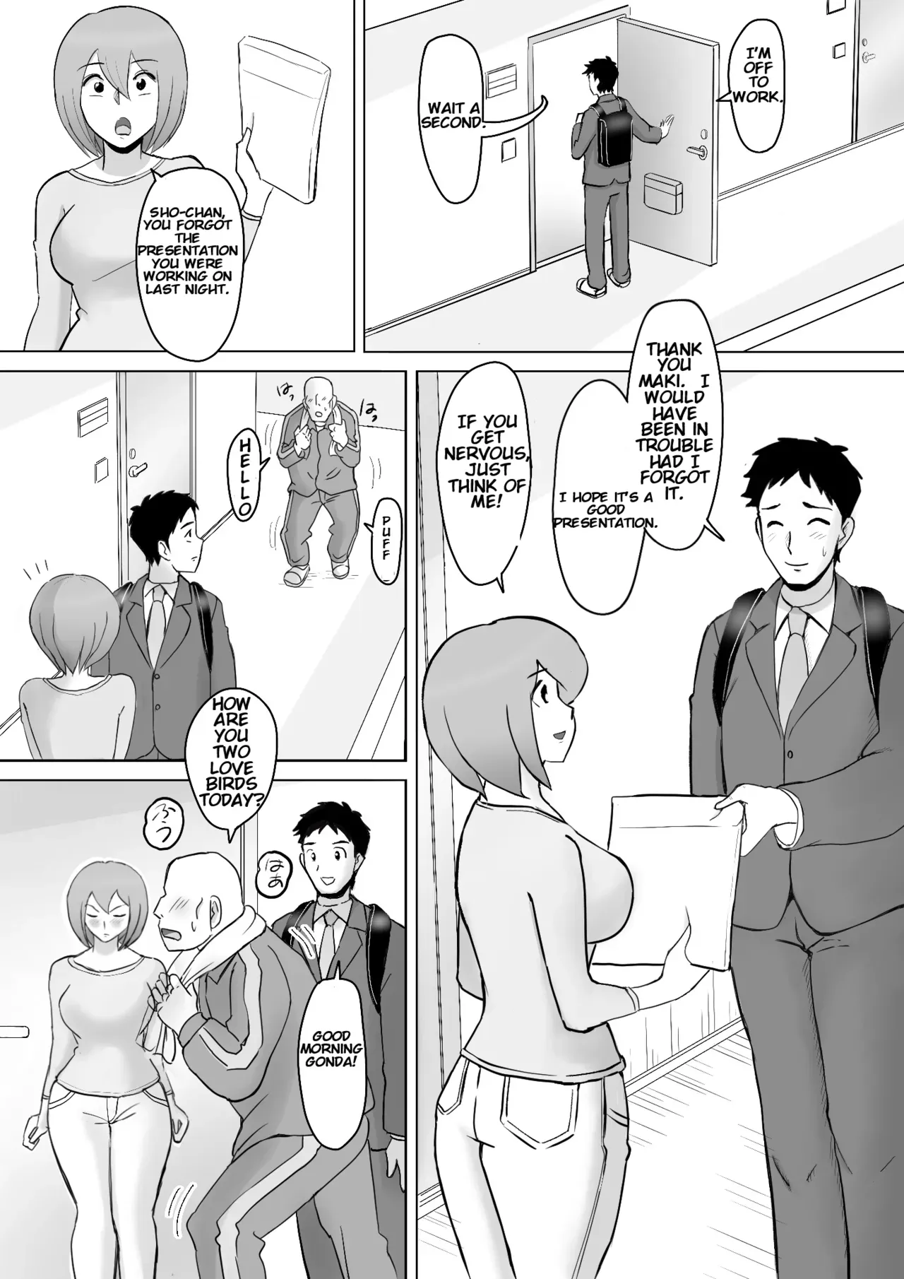 [Nantomo-san] Maki wa Yasashii Otto no Tame ni Mayu wa Dekachin Otto no Tame ni Toukousha Gonda Goukichi Part 2 | Maki married to a gentle husband is corrupted by her neighbor Gonda Gokichi [English] - Page 3