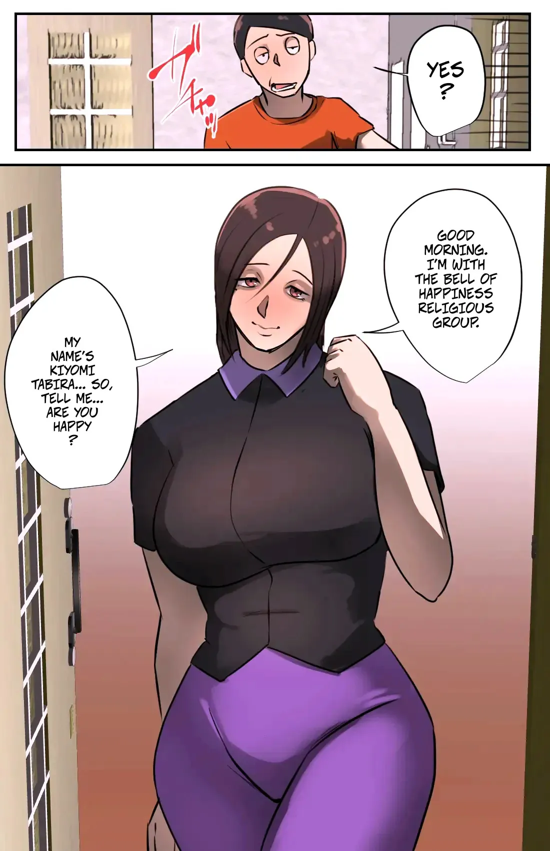 [Chotto B-Sen] A Saleswoman Interrupted Me While I Was Jerking-Off -- Genkan o Aketara Iru Kanyuu Oba-san [Colorized] - Page 4