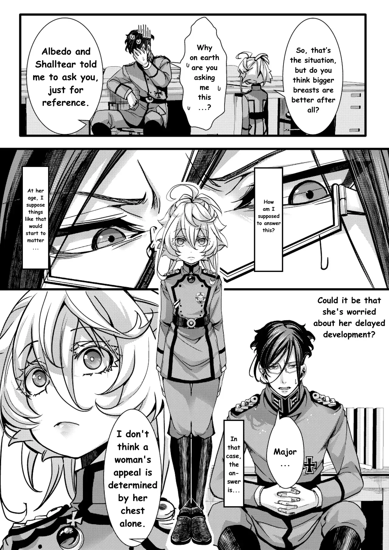 (C108) [Goshujinsama no Omochabako (hal)] A Story About Breasts in the Isekai Quartet Timeline! (Youjo Senki)[Mister Television] - Page 3